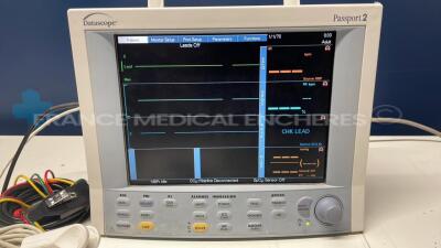 Datascope Patient Monitor Passport 2 - YOM 2011 - w/ ECG leads - SPO2 sensor (Powers up) - 3