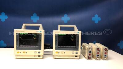 Lot of 2 Patient Monitors HP/Agilent M3046A Viridia M4 /M3 - w/ 5 Philips modules M3000A (Both power up)