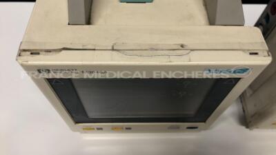 Lot of 2 Patient Monitors HP/Agilent M3046A Viridia M4 /M3 - w/ 5 Philips modules M3000A (Both power up) - 5