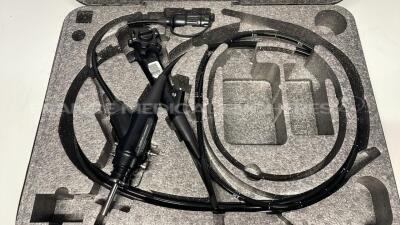 Fujinon Gastroscope EG-590WR Engineer's report : Optical system no image ,Angulation no fault found , Insertion tube little pinch , Light transmission no fault found , Channels no fault found, Leak check no fault found