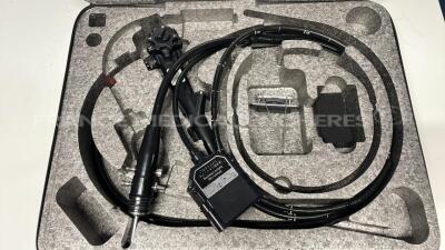 Fujinon Colonoscope EC-250MP5 - Engineer's report : Optical system no fault found ,Angulation no fault found , Insertion tube no fault found , Light transmission no fault found , Channels no fault found, Leak check no fault found - cone damaged - missing 