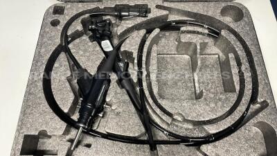 Fujinon Gastroscope EG-390WR - Engineer's report : Optical system no fault found ,Angulation no fault found , Insertion tube no fault found , Light transmission no fault found , Channels no fault found, Leak check no fault found - small dots on image