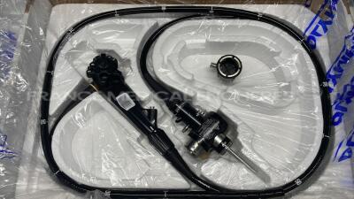 Olympus Colonoscope CF-H180AL - Engineer's report : Optical system no image ,Angulation no fault found , Insertion tube no fault found , Light transmission no fault found , Channels no fault found, Leak check no fault found - pinch on the connecting