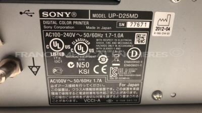 Lot of 3 x Sony Color Video Printers UP-D25MD/UP-25MD - YOM 2010/2012/2016 - no power cables (All power up) - 6