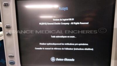 GE Datex Ohmeda Aisys Anesthesia Machine - YOM 2009 Model Madison WI 53707-7550 - S/O 08.01 upgraded 2013 (Powers up) - 5