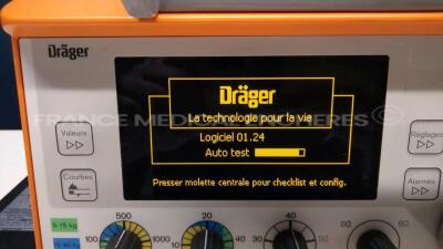 Drager Transport Ventilator Oxylog 3000 - YOM 2005 - S/W 1.24 - no power cable (Powers up) - 2