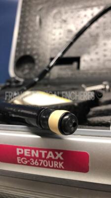 Pentax Ultrasound Video Endoscope EG-3670URK Engineer's report : Optical no fault found ,Angulation no fault found , Insertion tube no fault found , Light transmission no fault found , Channels no fault found, Leak check no fault found - for spare part - 5