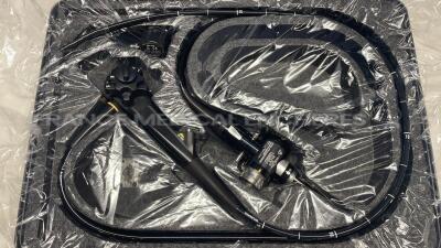 Olympus Gastroscope GIF-Q180 Engineer's report : Optical system no fault found ,Angulation no fault found , Insertion tube little pinch , Light transmission no fault found , Channels no fault found , Leak check leak button #2