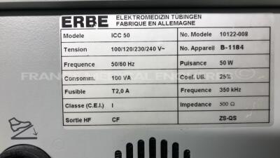 Erbe Electrosurgical Unit ICC 50 - w/ footswitch (Powers up) - 9