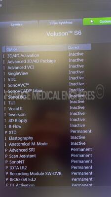 GE Healthcare Voluson S6 BT 16 - YOM 05/2017 - S/W 16.0.11 - in excellent condition - tested and controlled by GE Healthcare France – ready for clinical use - Options XTD - scan assistant - advanced SRI - sono NT - recording module SW-DVR - IOTA LR2 - w - 7