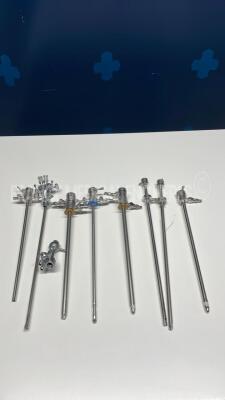 Lot of Storz Instruments including 2 x Resectoscope Sheaths 27040sl - 1 x Catheter Deflecting System 27026EF - 2 x Visual Obturators 2750BK - 1 x Cystoscope Sheath 27026B - 1 x Urethrotome 27068D - 1 x Telescope Bridge 27025GF - Resectoscope Inner Sheath 