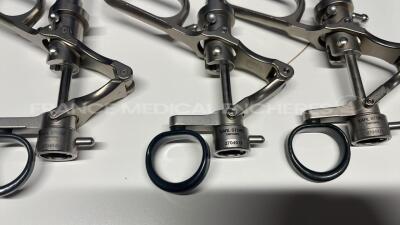 Lot of Storz Instruments including 1 x Laryngoscope 8990 D - 1 x Laryngoscope 8590B - 1 x Hysteroscope 4mm 26105BA - 3 x Bipolar Working Elements 27040D - 4