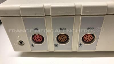 Lot of 1 Agilent Fetal Monitor Series 50 XMO 1353A with sensors and 1 x Agilent ECG Series 50IP M130C with ECG leads and 1 x Fukuda Denshi ECG FX-310 - no power cables (All power up) - 7