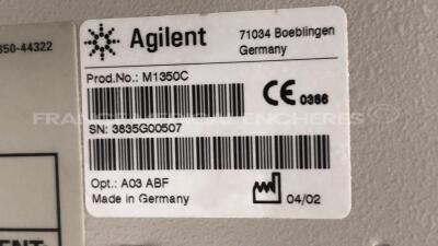 Lot of 1 Agilent Fetal Monitor Series 50 XMO 1353A with sensors and 1 x Agilent ECG Series 50IP M130C with ECG leads and 1 x Fukuda Denshi ECG FX-310 - no power cables (All power up) - 12