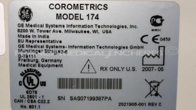 Lot of 1 x Smith and Nephew Image Management System 660HD and 1 x Datex Ohmeda D-LCC10A and GE Fetal Monitor Corometrics Model 174 (All do not power up) - 8