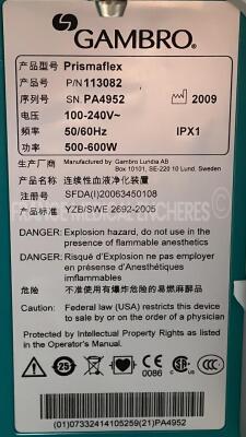 Lot of 3 x Gambro Dialysis Machines Prismaflex - YOM 2007/2009/2009 - S/ 7.21 - count 21864 h/22586 h / 21955 h (All power up) - 15