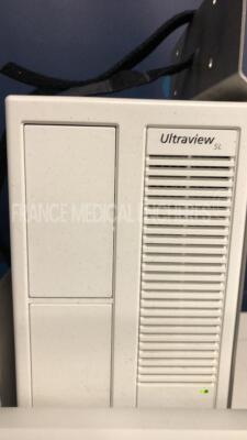 Lot of 2 Spacelabs Patient Monitors Ultraview SL - S/W 2.00.05 w/ Spacelabs central units Ultraview SL/SL including ECG hoses and SPO2 hoses and Cuffs and Bis hoses (Both power up) - 3