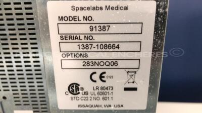 Lot of 2 Spacelabs Patient Monitors Ultraview SL - S/W 2.03.07 w/ Spacelabs central units Ultraview SL2800 (Both power up) - 9