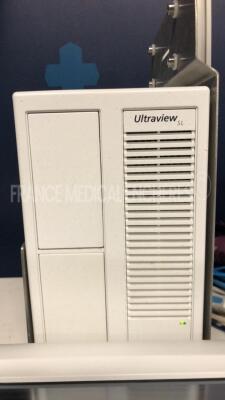 Lot of 2 Spacelabs Patient Monitors Ultraview SL - S/W 2.00.05 w/ Spacelabs central units Ultraview SL/SL including ECG hoses and SPO2 hoses and Cuffs and Bis hoses (Both power up) - 7