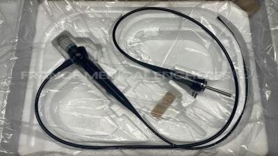 Olympus Bronchoscope BF-P60 - Engineer's report : Optical system black dots image ,Angulation no fault found , Insertion tube little pinch , Light transmission no fault found , Channels no fault found , Leak check no fault found