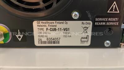 Lot of GE/Datex Ohmeda Monitoring including 2 Monitors USE1913A - 1 x Monitor D-LCC-19-02 - 3 x docking stations F-CU8-11-VG1 6 - 4 x modules E-INTPSM - 13