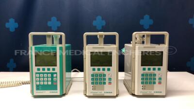 Lot of 3 B-Braun Infusion Pumps including 2 x Infusomat FMS and 1 x Infusomat P - no power cables (All power up)