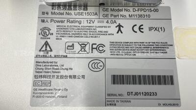 GE Patient Monitor D--FPD15-01 - YOM 2009 - w/ GE Module E-PSMP-01 YOM 2015 (Powers up) - 8