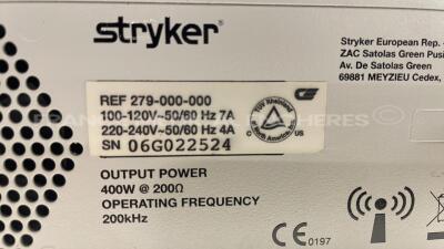 Stryker Electrosurgical Unit Serfas Energy RF generator - no power cable (Powers up) - 5