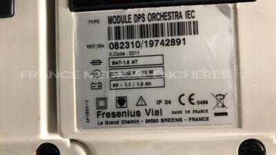 7 x Fresenius Syringe Pumps Kabi Module DPS Orchestra IEC & 1 x Fresenius Module Kabi MVP MS IEC with 1 x Fresenius Base Kabi Orchestra Base Intensive IEC Unit (Powers up) - 15