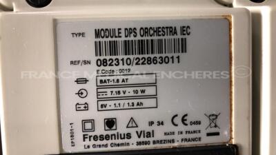 7 x Fresenius Syringe Pumps Kabi Module DPS Orchestra IEC & 1 x Fresenius Module Kabi MVP MS IEC with 1 x Fresenius Base Kabi Orchestra Base Intensive IEC Unit (Powers up) - 16