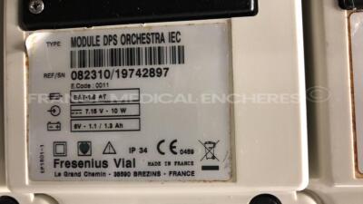 7 x Fresenius Syringe Pumps Kabi Module DPS Orchestra IEC & 1 x Fresenius Module Kabi MVP MS IEC with 1 x Fresenius Base Kabi Orchestra Base Intensive IEC Unit (Powers up) - 17