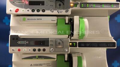 7 x Fresenius Syringe Pumps Kabi Module DPS Orchestra IEC & 1 x Fresenius Module Kabi MVP MS IEC with 1 x Fresenius Base Kabi Orchestra Intensive IEC Unit (Powers up) - 10