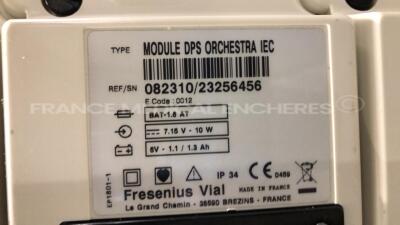 7 x Fresenius Syringe Pumps Kabi Module DPS Orchestra IEC & 1 x Fresenius Module Kabi MVP MS IEC with 1 x Fresenius Base Kabi Orchestra Intensive IEC Unit (Powers up) - 17