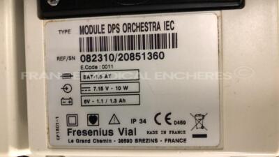 5 x Fresenius Syringe Pumps Kabi Module DPS Orchestra IEC & 1 x Fresenius Module Kabi MVP MS IEC with 1 x Fresenius Base Kabi Orchestra Intensive IEC Unit (Powers up) - 12