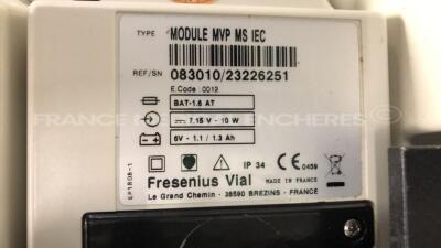 5 x Fresenius Syringe Pumps Kabi Module DPS Orchestra IEC & 1 x Fresenius Module Kabi MVP MS IEC with 1 x Fresenius Base Kabi Orchestra Intensive IEC Unit (Powers up) - 14