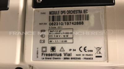 5 x Fresenius Syringe Pumps Kabi Module DPS Orchestra IEC & 1 x Fresenius Module Kabi MVP MS IEC with 1 x Fresenius Base Kabi Orchestra Intensive IEC Unit (Powers up) - 13