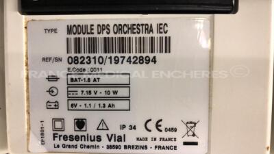 5 x Fresenius Syringe Pumps Kabi Module DPS Orchestra IEC & 1 x Fresenius Module Kabi MVP MS IEC with 1 x Fresenius Base Kabi Orchestra Intensive IEC Unit (Powers up) - 12