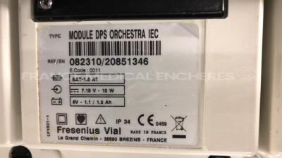 5 x Fresenius Syringe Pumps Kabi Module DPS Orchestra IEC & 1 x Fresenius Module Kabi MVP MS IEC with 1 x Fresenius Base Kabi Orchestra Intensive IEC Unit (Powers up) - 13