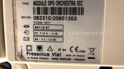 2 x Fresenius Syringe Pumps Kabi Module DPS Orchestra IEC & 1 x Fresenius Module Kabi MVP MS IEC with 1 x Fresenius Base Kabi Orchestra Intensive IEC Unit (Powers up) - 8