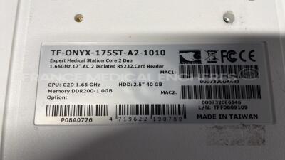 Lot of 2 x Onyx Medical Stations 175ST A2 1010 - no power cables (Both power up) - 5