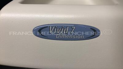 GE Ultrasound Vivid 7 Dimension - YOM 2008 - S/W 7.3.0 - Options 4D - DICOM - VG contrast - TM anatomic - tissue velocity imaging & tissue tracking advanced Qscan - Q analysis - blood flow imaging - strees echo - MPEGview - IMT - vascular - AFI - - harmo - 9