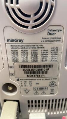 Lot of 3 x Mindray/Datascope Vital Signs Monitors Datascope Duo - w/ cuffs and SPO2 sensors (All power up) - 10