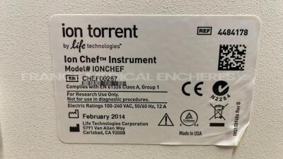 Thermo Scientific DNA Amplifier ION Chef - YOM 02/2014 - S/W IC.5.0.5 - no power cable (Powers up) - 9