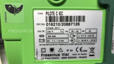 Lot of 3 Fresenius Suringe Pumps Pilote C IEC (Powers up) - No Power Cable - 6