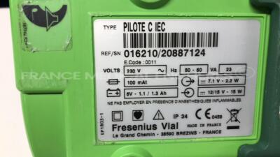 Lot of 3 Fresenius Suringe Pumps Pilote C IEC (Powers up) - No Power Cable - 7