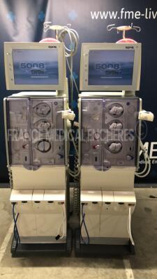 Lot of 2 x Fresenius Dialysis 5008 Cordiax - YOM 2012 - S/W 4.57 - count 40572 hours/ 41364 hours (Both power up)