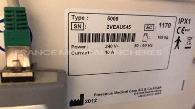 Lot of 2 x Fresenius Dialysis 5008 Cordiax - YOM 2012 - S/W 4.57 - count 40572 hours/ 41364 hours (Both power up) - 10