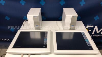 Lot of 2 Spacelabs Patient Monitors Ultraview SL - S/W 2.03.07 w/ Spacelabs central units Ultraview SL2800 (Both power up)
