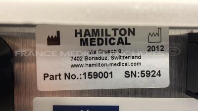 Hamilton G5 ICU Ventilator - YOM 2012 - S/W 02.80g count 44581 hours (Powers up) - 8