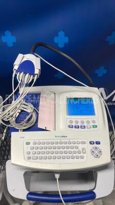 Lot of 2 x Welch Allyn ECG CP 200 w/ ECG leads - (Both power up) - 2